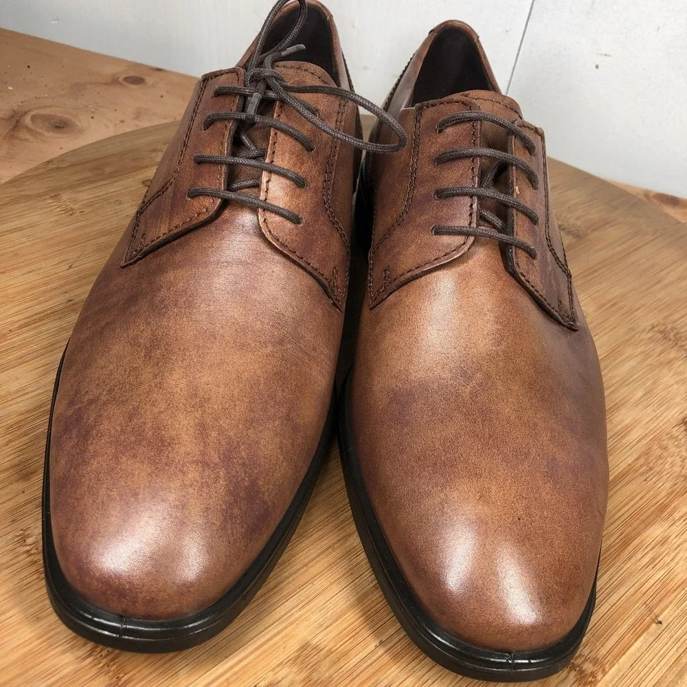 Ecco mens size 42 shoes brown leather Melbourne Tie Oxford Brown Classic Work